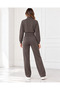 Women's Two-Piece Set: Soft-Textured Jacket with Bomber Collar, Long Sleeves, Snap Buttons, and Pockets, and Soft-Textured, Comfortable-Fit Pants with Elastic Waistband, Drawstring, and Wide Legs, in Brown. - 3