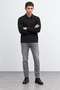 Black Polo Collar Half-Zip Cashmere Men's Sweatshirt |   Mew2311657-1 - 2