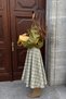Women's Brown Plaid High-Pleated Long Flared Skirt LZ002 - 2