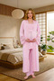 New Season Powder-Colored Long Nightgown with Nursing Features, Lace Details, Short Sleeves, 100% Cotton Postpartum and Maternity Nightgown and Pajama Set - 4