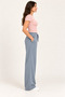 Women's Blue-Gray 100% Cotton Solid Color Sweatpants - 2