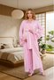 New Season Powder-Colored Long Nightgown with Nursing Features, Lace Details, Short Sleeves, 100% Cotton Postpartum and Maternity Nightgown and Pajama Set - 7