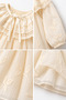 Stylish Long-Sleeved Embroidered Dress for Baby Girls in Ecru with a Lace Collar and Bow Detail - 2