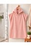 Powder Pink Hooded Towel Poncho, Unisex, Microfiber Velour, Soft-Textured, Beach, Ocean, Pool Poncho, 105 cm x 90 cm_Slightly Damaged - 4