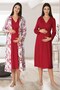 New Season Cherry-Print Lace-Detailed Button-Up Nursing-Friendly Long-Sleeved Postpartum and Maternity Robe and Nightgown Set - 2