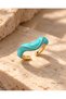 Modern Women's Ring with Turquoise Inlay, Wavy Design, and Gold Accents - 2