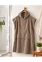 Taupe Color Hooded Towel Poncho with Pockets, Unisex, Microfiber Velour, Soft-Textured, Beach, Ocean, and Pool Poncho_Slightly Damaged. - 4