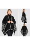 Women's Black and Ecru Patterned Knit Shawl Poncho – Off-Shoulder, Relaxed Fit Shoulder Shawl, 150x75 cm - 3