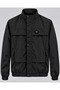 Mock Neck, Snap-Fastened Button, and Zipper-Closure Transitional Jacket