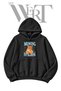 Mewing Cat Pre-Printed Black Hooded Sweatshirt (2-Ply)