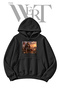 Sovale Cat-Printed Black Hooded Sweatshirt (2-Ply)