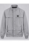 Mock Neck, Snap-Fastened Button, and Zipper-Closure Transitional Jacket