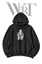 Black Hooded Sweatshirt with Front Print (2-Ply)