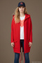 GRET Oversized, Soft-Textured Hooded Cardigan with Back Slit and Drawstring Details, Low-Sleeve Knit Women's Cardigan & Jacket - Fuchsia