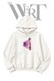 Snowboard Watercolor Front-Printed White Hooded Sweatshirt (2-Ply)