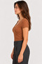 Women's 100% Cotton V-Neck Short-Sleeve Basic T-Shirt - Dark Brown - 2
