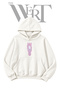 White Hooded Sweatshirt with Pink Star on the Front (2-Ply)