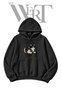 Punk Cat Pre-Printed Black Hooded Sweatshirt (2-Ply)