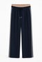 Women's Navy Blue Pants with Striped Detail - 2