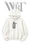 Grim Reaper Cat White Hooded Sweatshirt with Front Print (2-Ply)
