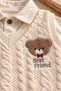 Boys' Baby Teddy Bear Print Vest Set – Top with Embossed Pattern Collar and Pants - 2