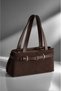 Women's Dark Brown Belt Detail Lined Zip Clutch Bag - 3