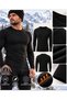 Men's Thermal Underwear Set: Fleece Beanie, Neck Warmer, Gloves, and Socks—6-Piece Set, Khaki - 4