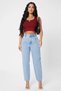 Women's Burgundy Square Neck Crop Top Blouse - 3