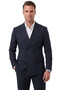 Men's Slim Fit Double-Breasted Navy Blue Suit – Stretch Fabric Casual-Chic Business 2702414 - 3