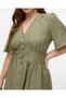 10304133 V-Neck, Button-Front, Elastic Waist, Short-Sleeved Dress - 4