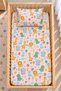 100% Cotton Bedside Crib Sheet Set with Cute Animal Print and Elastic - Includes 2 Baby Pillowcases - 60X120, 70X110, 70X120 - Suitable for Cribs and Beds. - 3