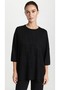 Women's Black Knit Relaxed-Fit Round-Neck Blouse with Sweetheart Neckline