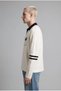 Relaxed Fit Polo Collar Embroidered Striped Knit Sweater I2290AX26WN - 3