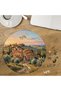 Tuscan Stone House-Themed Custom-Cut Round 272-Piece Wooden Puzzle MPDA3161