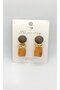 Amber Natural-Textured Earrings with Gold Accents and Dangling Elements - 2