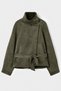 Women's Suede Winter Jacket with Fur-Lined, Belted Design - 3