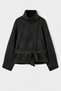 Women's Suede Winter Jacket with Fur-Lined, Belted Design - 3