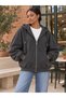 Women's Brushed Inside Oversized Hooded Cardigan with Zippered Pocket - 5