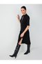 Black Midi Dress with a Mock Neck, Slim Fit, and Zip Detail