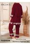 3 Pieces Women's Velvet Pajamas Set, Comfortable Loungewear Pajamas Set with Lace Decoration, Soft C - 4