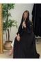 Washed Silk Abaya with Washed Crepe - 2
