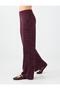 Burgundy High-Waisted Wide-Leg Pants with Sequin Detail - 5