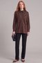 Leather-Detailed Suede Tunic, Brown - 2