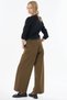 High-Leg Wide-Leg Pants, Khaki - 4
