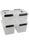 6 Quart Clear Latch Storage Box with Black Handle and Latches - 4 Pack - 6
