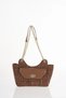 Tweed Bag with Lock Detail, Coffee