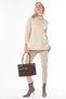 Contrast-Color Knit Sweater, Cream