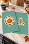 Pumpkin Plates: Turquoise-Patterned Digitally Printed 2-Piece Kitchen Towel Set with Pumpkin and Plate Design, 35x55 - 7