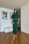 women's shoulder detail buckle belted midi length dress NBNC110095 - 4