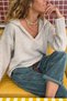 Beige Hooded, Soft-Textured, Wool Blend Oversized Knit Sweater 60 45 - 4